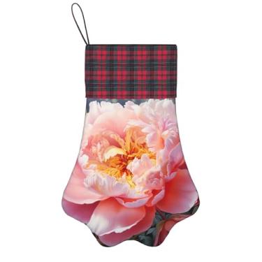 Imagem de SKKNT Meias de Natal com estampa de peônia de jardim, animais de estimação, decoração de Natal, cães, gatos, árvores, doces, presente, conveniente