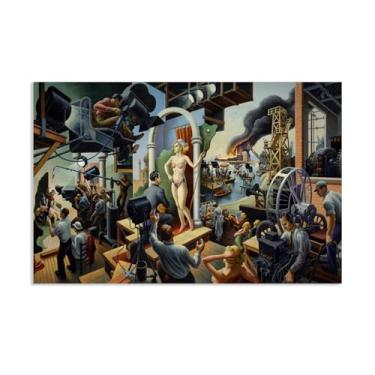Imagem de Zeichn8u Thomas Hart Benton Paintings Wall Art Hollywood Classic Art Reproduções Thomas Hart Benton Pôster em tela para sala de estar decoração de parede de casa 60 x 40 cm (24 x 16 polegadas) sem