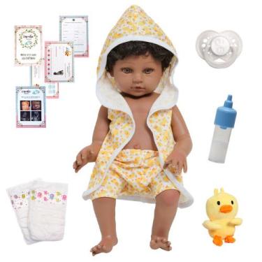 Imagem de Boneco Tipo Reborn Príncipe Saída de Banho Patinho 13 Itens - Cegonha 