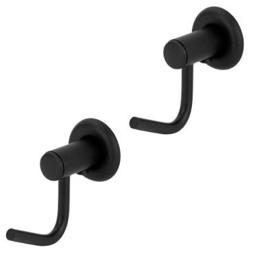 Imagem de Kit 2 Gancho Cabideiro Porta Toalha Metal Black/Preto Parede - Modelar