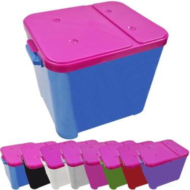 Imagem de Container Porta Ração Canister Plástico com Tampa Rosa Protege Conserv