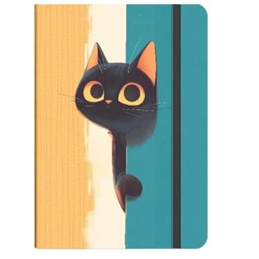 Imagem de Caderno Sketchbook ou de anotação GATINHOS FOFOS Capa dura GRANDE 21X14cm, Ideal para Criatividade e Organização Dia a Dia(GT azul amarelo,PONTILHADO)