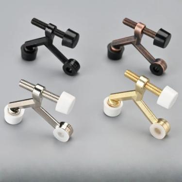 Imagem de 1 batente de porta de pino de dobradiça ajustável oculto tipo K batente grosso com amortecedor de borracha (bronze vermelho, B)