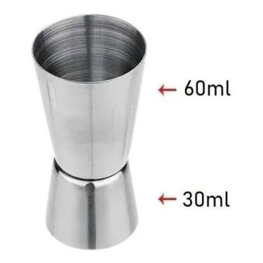 Imagem de 2X Dosador Duplo Inox 30Ml 60Ml Copo Medidor Bebidas Drinks