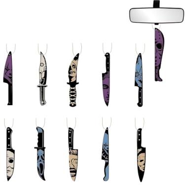 Imagem de 11 peças de acessórios para pendurar espelho de carro, presente de mercadoria de filmes de terror, decoração de árvore de Halloween, ornamentos clássicos para pendurar personagens para homens e