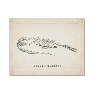 Imagem de Arte de parede de esqueleto de dinossauro vintage, paleontologia, pôsteres em tela, fósseis de dinossauro, impressões artísticas, esboços, fotos, decoração de quarto de menino (SKU10,20 x 71,1 cm =