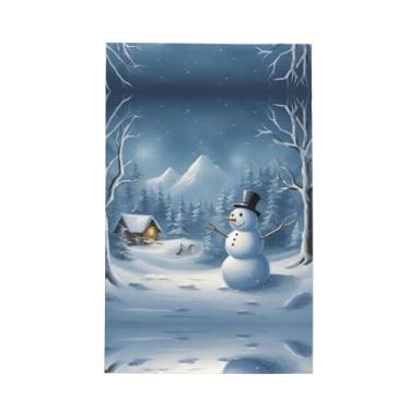 Imagem de XLLingL Toalhas de cozinha de waffle com estampa de boneco de neve de inverno, panos de prato de microfibra, para decoração e limpeza de cozinha - 1 peça