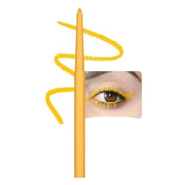 Imagem de Lápis delineador amarelo para olhos, lápis delineador de olhos amarelo fosco à prova d'água à prova de manchas, líquido delineador de linha de água em gel colorido, bastão de tinta para os olhos
