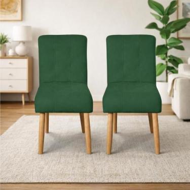 Imagem de Kit 02 Cadeiras Jantar Luna Suede Verde para Quarto Sala salão recepçã