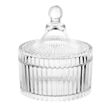 Imagem de Potiche Cristal Vidro Transparente Baleiro Bomboniere 10,5x12,5cm Vidr