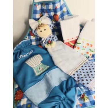 Imagem de 1kit de jogo de cozinha com 6 peças 3 panos de algodão 1 puxa saco 1 b