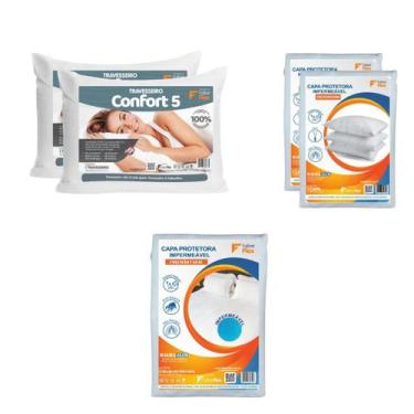 Imagem de Kit Casal Econômico 2 Trav. Macios e 3 Capas Protetoras - Faiber Flex