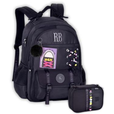 Imagem de Kit Mochila Costas Rebecca Bonbon Meninas Escolar Juvenil Cor:Preto - 