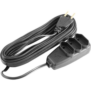Imagem de Extensão Elétrica com 5 Metros, Cordão PL 2 x 0,75 Mm², 2P Preta, Mode