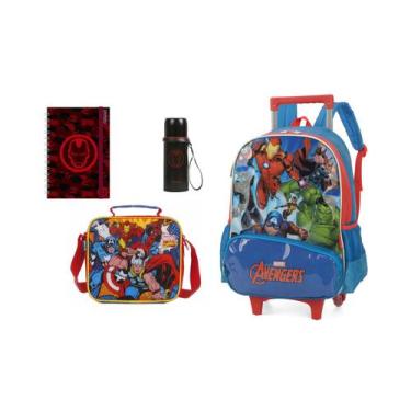 Imagem de Kit Capitão América Mochila Rodinha e Costas + Lancheira + B - Disney