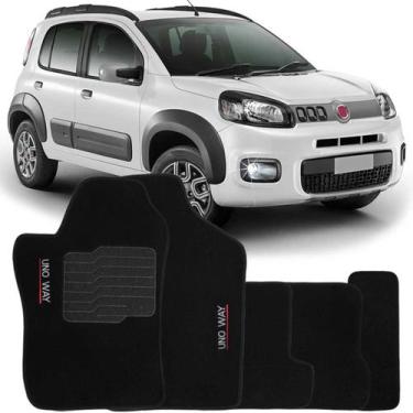 Imagem de Tapete Carpete Uno Way 2011 à 2018 Preto Logo Bordado Jogo 5 Peças Aut