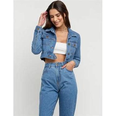 Imagem de Jaqueta cropped jeans azul escuro - mar