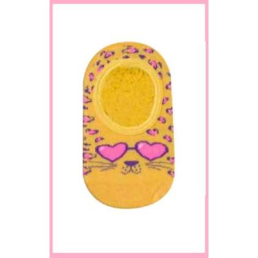 Imagem de Meia Sapatilha Infantil Antiderrapante - Gato coração - Duck, Amarelo,