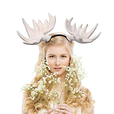 Imagem de KW-Joey KW - Joey faixa de cabeça para festivais adereços de festa de carnaval adereços de dança avotação chifre de Natal, Branco, tamanho �nico