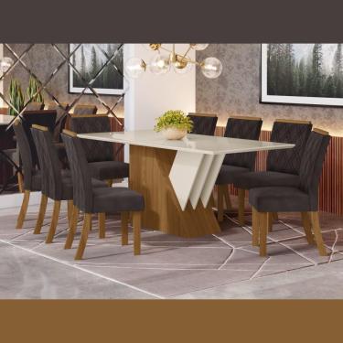 Conjunto Mesa Retangular com Base 6 Cadeiras MDF Branco e Preto Lilies  Móveis – Lilies Móveis