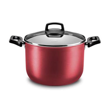 Imagem de MTA - Caldeirão em Alumínio Antiaderente com Tampa de Vidro, Capacidade de 5,5L, nº 22, Cor Cereja, Linha Cristal.