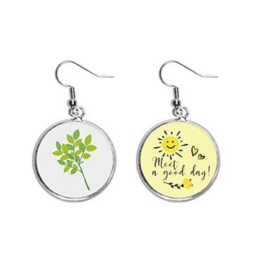 Imagem de Brinco de flor de sol com galhos fracos verde gota de orelha joia moderna