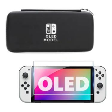 Imagem de Case Capa Estojo Para Nintendo Switch Oled Porta Jogos + Duas Película De Vidro Luxephagames