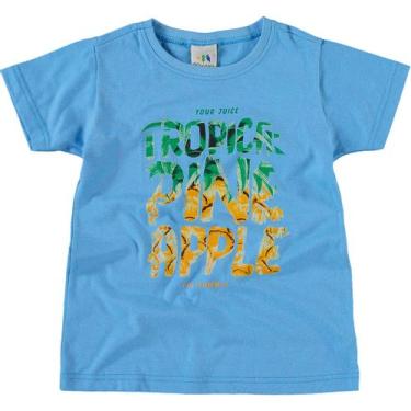 Imagem de Camiseta Infantil Manga Curta Malwee - Em Cotton 100% Algodão - Azul e Laranja