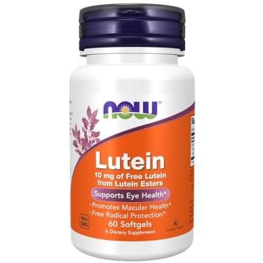 Imagem de Agora suplementos, Lutein 10 mg com 10 mg de luteína livre de ésteres de luteína, 60 softgels