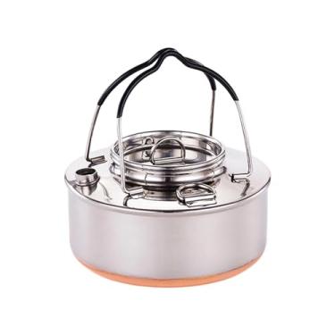 Imagem de Amagogo Chaleira de acampamento chaleira de água ao ar livre fogueira café bule de chá chaleira de acampamento chaleira para acampamento churrasco quintal piqueniques caminhadas, 0,9L