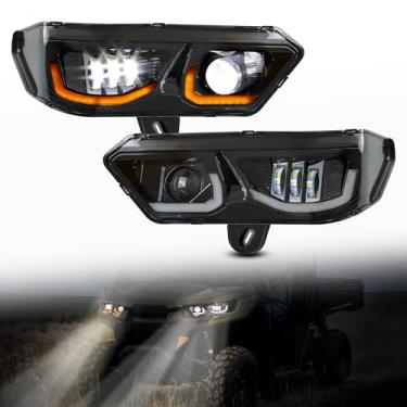 Imagem de UTVSXPERT Faróis de LED para Defender 16-24, conjunto de farol de LED com luz de seta DRL de farol alto e baixo para acessórios Can-Am Defender MAX HD5 HD8 HD10 HD7 HD9 PRO HD10 2016-2024