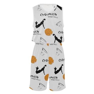Imagem de Camiseta de basquete juvenil e shorts de basquete grunge esportes cinza verde basquete Jersey vestidos para mulheres, Anéis de bola de jogador de basquete slogan laranja grunge, X-Large