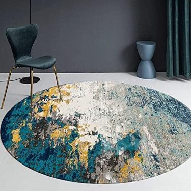 Imagem de Tapetes de área contemporânea tapete redondo para sala de estar quarto ou capa quarto azul/cinza/dourado - 80 cm 100 cm 120 cm 140 cm 160 cm 180 cm 200 cm, diâmetro 80 cm/2,6 pés, colecionador88