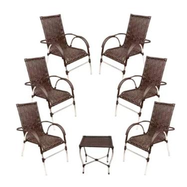 Imagem de Kit 6 Cadeiras E Mesa Vênus Churrasco Trama Tabaco