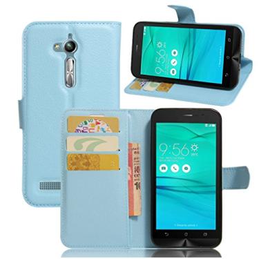 Imagem de Capa carteira ASUS Zenfone Go/ZB500KL, capa carteira flip de couro PU premium com compartimento para cartão, suporte e fecho magnético [capa interior à prova de choque de TPU] Compatível com ASUS