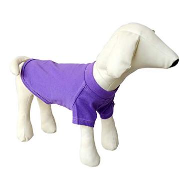 Imagem de Lovelonglong 2019 Trajes de animal de estimação Roupas de cachorro roupas em branco Camisetas para cães grandes médios pequenos 100% algodão 18 coresLovelonglong S (-7lbs) roxo