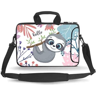 Imagem de Bolsa de transporte para laptop, capa mensageiro de ombro de computador para mulheres, serve para laptops/notebook/ebooks/tablet/ipad (13-13,3 polegadas, preguiça)