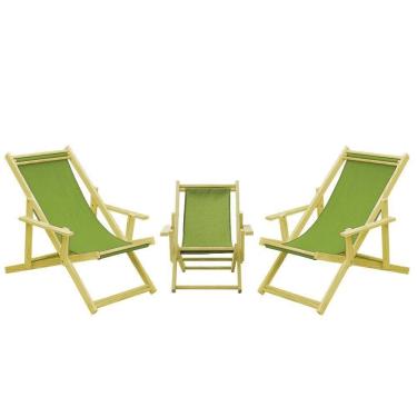 Imagem de Kit 3 Espreguiçadeiras 2 Adulto E 1 Infantil-verde