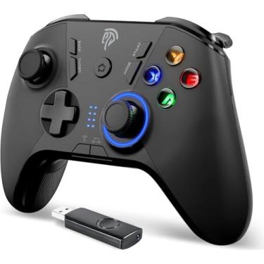 Imagem de EasySMX Controlador de jogos sem fio para Windows PC/Steam Deck/PS3/Android TV Box, joystick com vibração dupla plug and play gamepad com 4 teclas personalizadas, bateria até 14 horas,