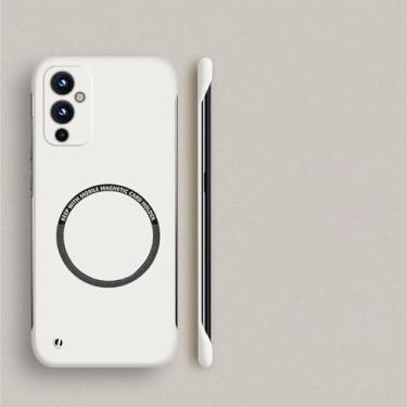 Imagem de Capa de telefone magnética sem moldura de PC rígido para Oneplus 10 Pro 9R 9RT 10R 10T 11 9 8T 7T 8 7 Pro Capa fina fosca, I Branco, para 8 Pro