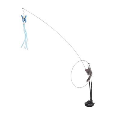 Imagem de Brinquedo Interativo de Penas de Gato Com Ventosa para Brincadeiras Internas (Escala Azul e Rato Cinza)