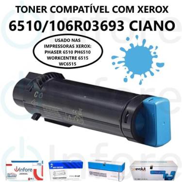 Imagem de Toner Xerox 6510 P6510 Compatível C/ Ph6510 6510 Wc6515 6515 Ciano - P