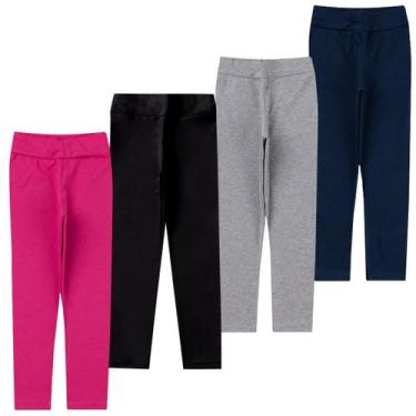 Imagem de Kit 4 Calça Legging Cotton Infantil Juvenil Menina Cores básicas Lisas