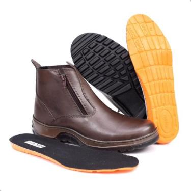 Imagem de Bota Masculina Coturno Em Couro Com Zíper E Palmilha Em Gel Confortáve