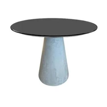 Imagem de Mesa de Jantar Cone Redonda 80 cm Base Cimento Queimado Tampo Laqueado