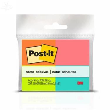 Imagem de Bloco Post-it 38x50mm 3m Notas Adesivas 4 Cores 50 Fls Tropical, Color