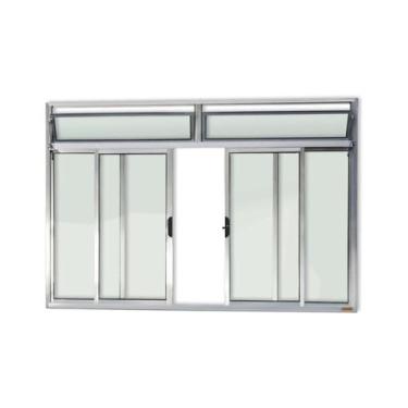 Imagem de Janela de Aluminio de Correr com Bandeira 120x150cm 4 Folhas com Vidro