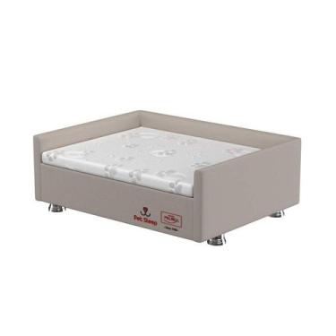 Imagem de Conjunto Cama Box Pet Sleep Pelmex Luxo Bege e Branco para Cães e Gato