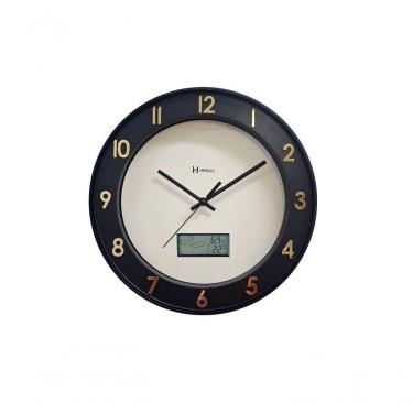 Imagem de Relógio De Parede Termômetro E Calendário Preto Fosco Herweg 685262 Único