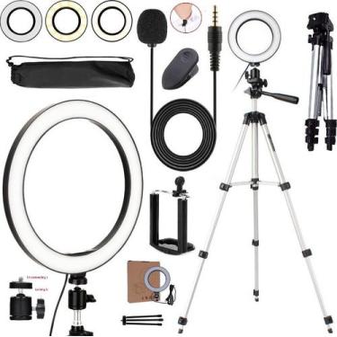 Imagem de Kit Para Youtuber Tripé Profissional Câmera Celular Iluminador Led Rin